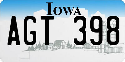 IA license plate AGT398