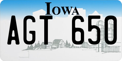 IA license plate AGT650
