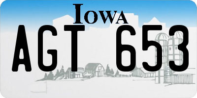 IA license plate AGT653