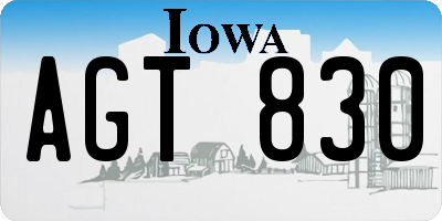 IA license plate AGT830