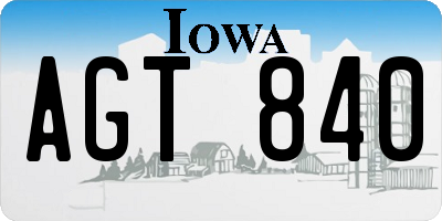 IA license plate AGT840