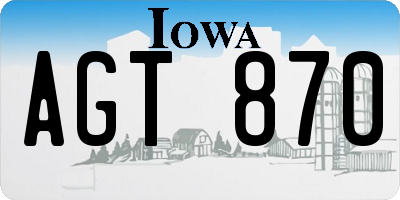 IA license plate AGT870
