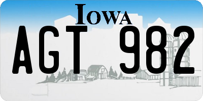IA license plate AGT982