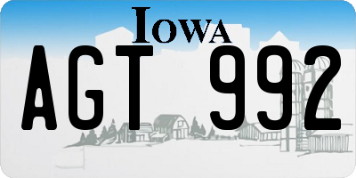 IA license plate AGT992