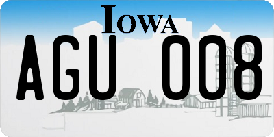 IA license plate AGU008