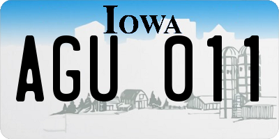 IA license plate AGU011