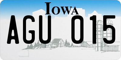 IA license plate AGU015