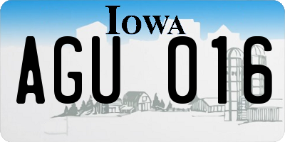IA license plate AGU016