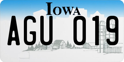 IA license plate AGU019