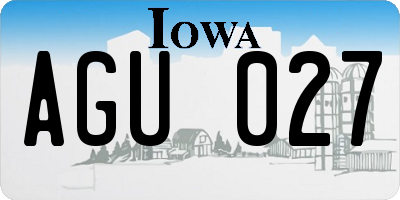 IA license plate AGU027