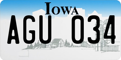 IA license plate AGU034