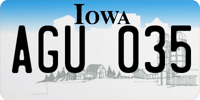 IA license plate AGU035