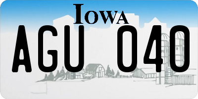 IA license plate AGU040