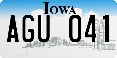 IA license plate AGU041