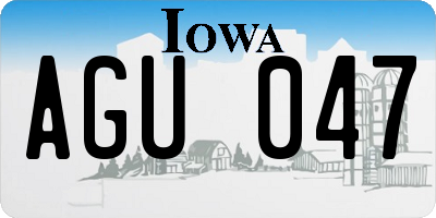 IA license plate AGU047