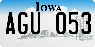 IA license plate AGU053