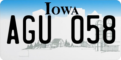 IA license plate AGU058