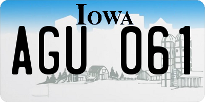 IA license plate AGU061