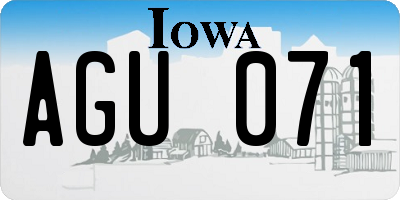 IA license plate AGU071