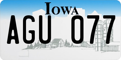 IA license plate AGU077