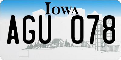 IA license plate AGU078