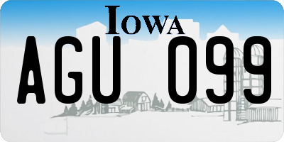 IA license plate AGU099
