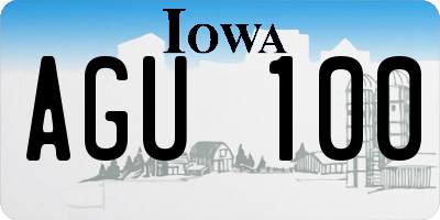 IA license plate AGU100
