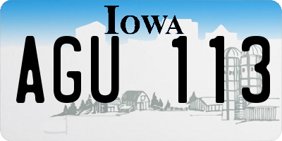 IA license plate AGU113