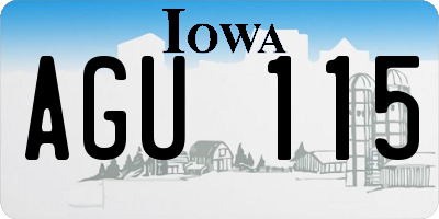 IA license plate AGU115