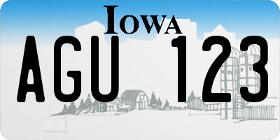 IA license plate AGU123