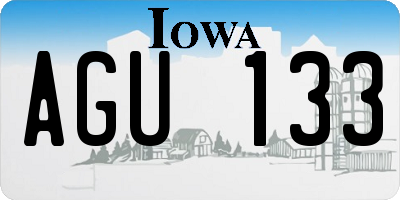 IA license plate AGU133