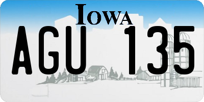 IA license plate AGU135