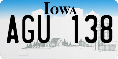 IA license plate AGU138
