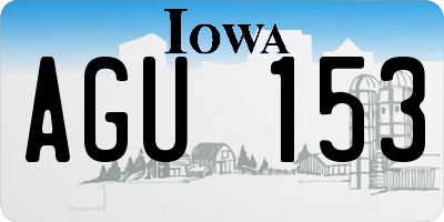 IA license plate AGU153