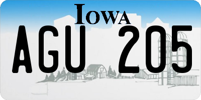 IA license plate AGU205