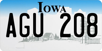 IA license plate AGU208
