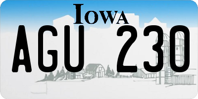 IA license plate AGU230