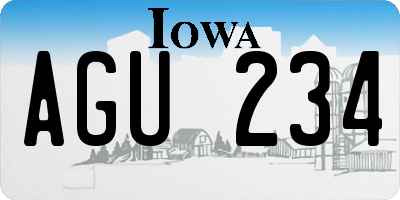 IA license plate AGU234