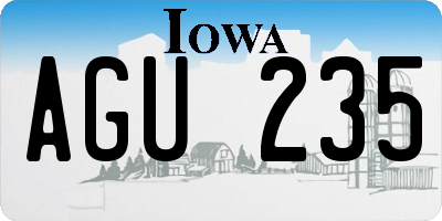 IA license plate AGU235