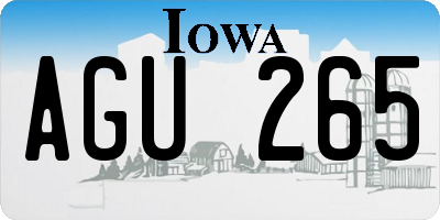 IA license plate AGU265