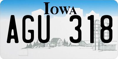 IA license plate AGU318