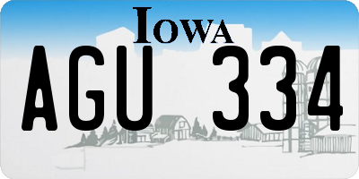 IA license plate AGU334