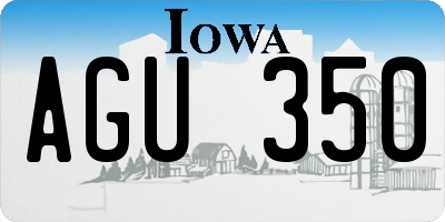 IA license plate AGU350