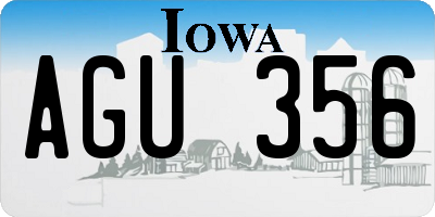 IA license plate AGU356