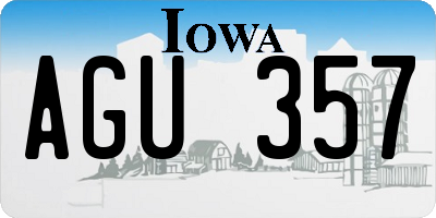 IA license plate AGU357