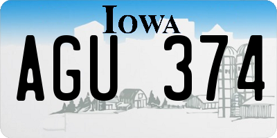 IA license plate AGU374