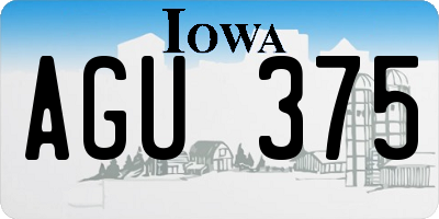 IA license plate AGU375