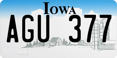 IA license plate AGU377