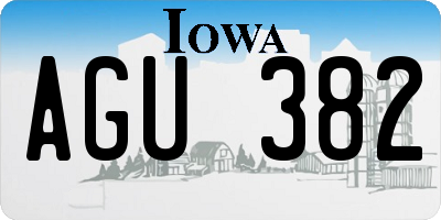 IA license plate AGU382