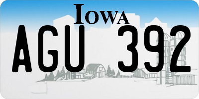 IA license plate AGU392